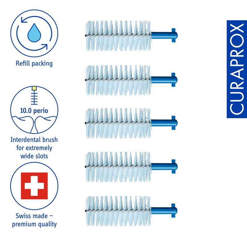 Curaprox interdental Brushes CPS 410 perio, Refill, 5 Pieces, Blue,
