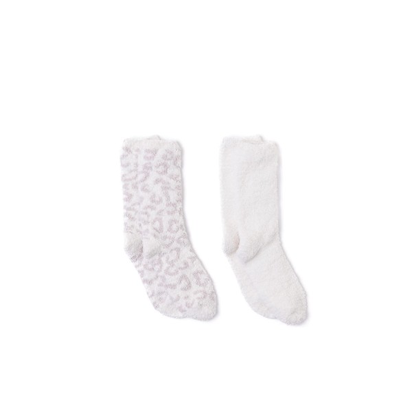 Barefoot Dreams CozyChic Women’s Barefoot in the Wild 2 Pair Sock Set-Crew Socks, Plush Socks, Loungewear, Warm Toes, Fuzzy Socks-Set of 2, Cream/Stone Multi, OS