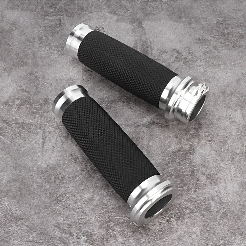 1Pair Universal Motorcycle 25mm Handgrip Aluminum+Rubber Anti Slip Handlebar Grip