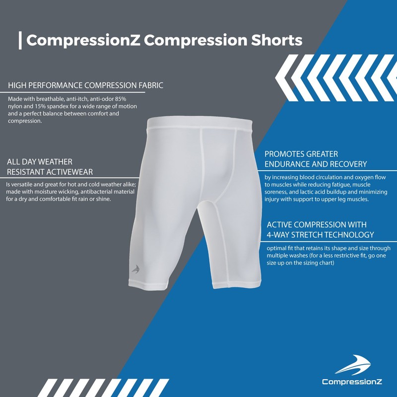 CompressionZ Compression Shorts Men - Sport Spandex Compression Underwear (White,
