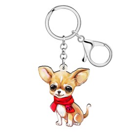DALANE Acrylic Chihuahua Dog Keychain Puppy Pets Jewellery Gifts for Women Ladies Girls Kids Dog Lovers Car Key Ring Wallet Accessories (Orange)