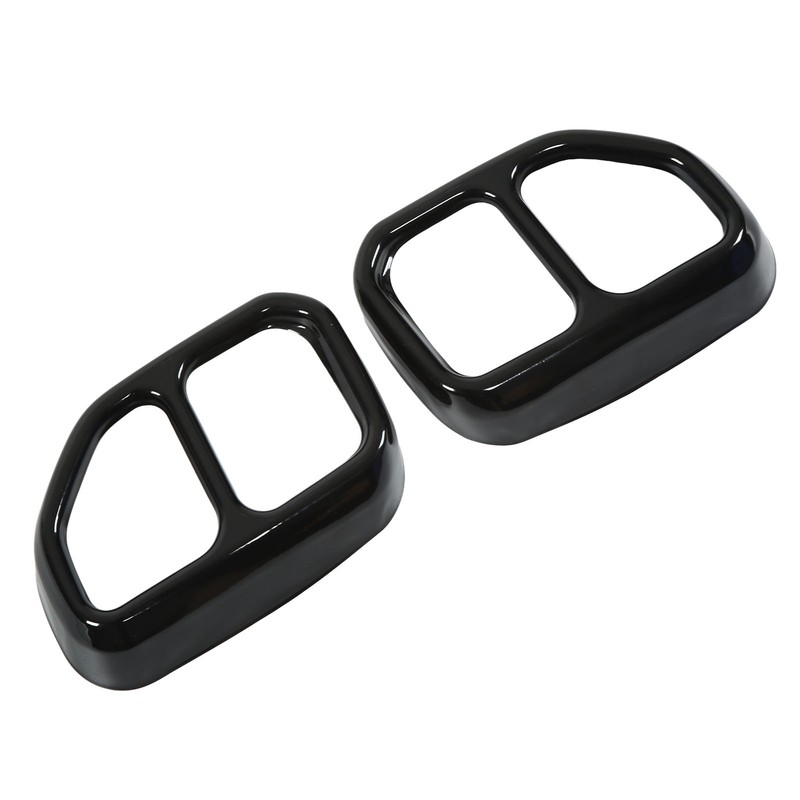 2pcs Gloss Black Car Tail Exhaust Pipe Cover Trim Stainless