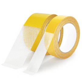 Pinsit Double Sided Fabric Tape Heavy Duty, 1In/2In x 66FTStrong Sticky Clear Tape for Clothes, Double Stick Carpet Tape, Strong Wall Adhesive with Fiberglass Mesh, Heavy Duty 2 Sided Tape-2 Rolls