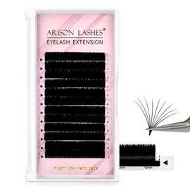 Arison Lashes Easy Fan Lashes 0.10 C Curl 11mm Eyelash Extension Supplies Volume Lash Extensions Automatic Blooming Flower Lashes Self Fanning Russian Eyelashes