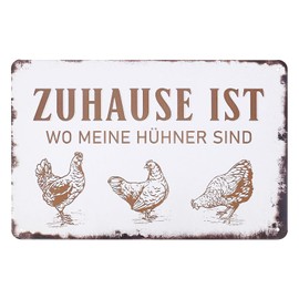 Retro Tin Sign Chickens, Chicken Sign, Chicken Metal Tin Sign for Chicken Coop, Farmhouse, Warning and Garden Sign as Chicken Decoration, 20 x 30 cm