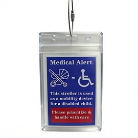 2 Pack Stroller is Wheelchair Tag Mobility Device Medical Alert Tag for Stroller Bags Wagon Handicap Sign