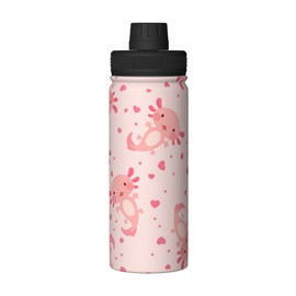 shangtiezao Axolotl 18oz Sports Insulated Water Bottle Double-Wall Vacuum Stainless Steel Reusable Leak & Sweat Proof Water Kettle For Fitness Gym Outdoor Girls Women