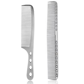 Set of 2 Aluminium Hairdressing Combs Professional Combs Antistatic Carbon Comb Metal Hair Hairdressing Comb Set Beard Comb Salon Comb for Men Women