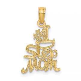 GlittersandGold 14K Polished Engraved #1 STEP MOM Charm Bracelet Necklace