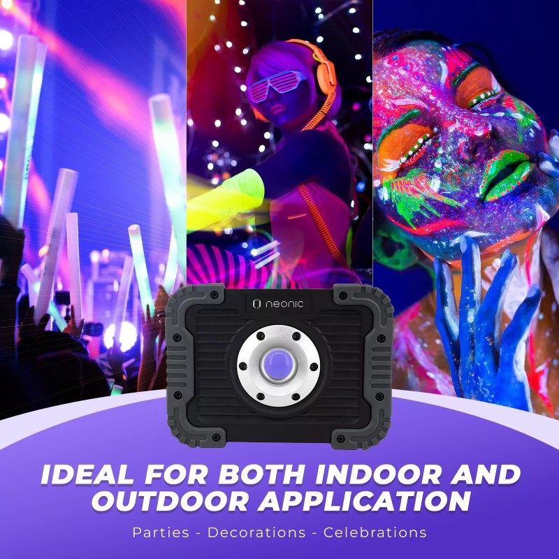 Neonic Rechargeable UV LED Black Light, Battery Operated Powered Blacklight,