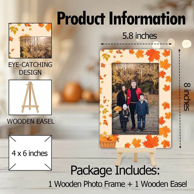 Cazhes Fall Pumpkin Picture Frames, Hello Autumn Wooden 4x6 Photo