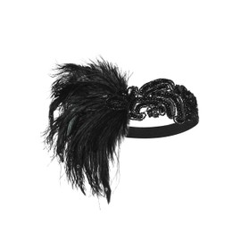 BABEYOND 1920s Headband Feather Women's 20s Style Flapper Showgirl Charleston Headband Great Gatsby Women's Fancy Dress Costume Accessories