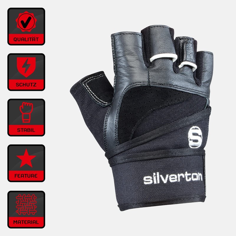 Silverton Power Fitness Weight-Lifting Gloves black Size:M