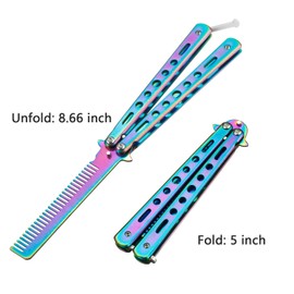 2 peines de mariposa de acero inoxidable plegables para entrenamiento y práctica, herramientas de peinado para deportes al aire libre (colorido)