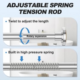 CorkLatta Chrome Shower Curtain Rod 31 to 104 Inch,1 Inch Diameter Adjustable Spring Tension Curtain Rod No Drilling Stainless Steel Telescoping Rod,No Rust