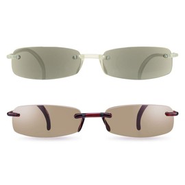 proSPORT 2 Pairs Reading Sunglasses +2.75 Smoke White & Brown Red Combo Tinted Sun Readers Rimless Men Women Light