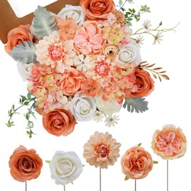 Garisey Artificial Flowers Combo for DIY Wedding Bouquets Combo Centerpieces Arrangements Party Bridal Baby Shower Home Decorations-Nude Color