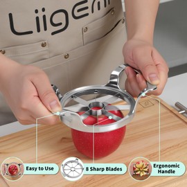 LIIGEMI Apple Slicer, 4.75-Inch 8 Blade Extra Large Apple Slicer and Corer，Heavy Duty Apple Cutter and Divider，Easy to Use, Time-Saving.