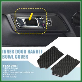 Motoforti 2pcs Carbon Fiber Inner Door Handle Bowl Cover Interior Accessories for Ford for Mustang 2015-2020 Black Long-Lasting