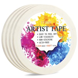 ETNRHP 4 Packs White Artist Tape for Watercolor Paper Drafting Art Low Tack Masking Tape Acid Free Painter Watercolor Tape for Painting Canvas Framing, 0.25inch Wide 660FT Long Total