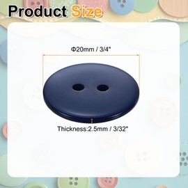 sourcing map 10pcs Resin Sewing Button, 20mm (3/4-inch) 2 Holes Round Craft Decorative Buttons for Coat, Clothes Holiday Decoration, Midnight Blue