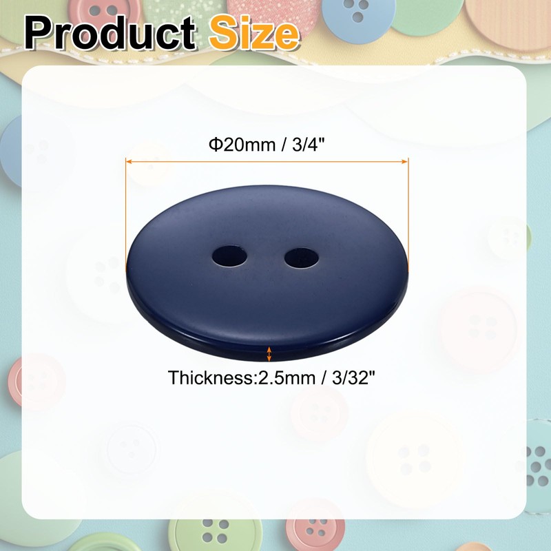 sourcing map 10pcs Resin Sewing Button, 20mm (3/4-inch) 2 Holes