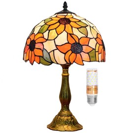 Blivuself Tiffany Lamp Stained Glass Lamp Sunflower Yellow Bedroom Table Lamp Reading Desk Light for Bedside Living Room Office Dormitory Dining Room Decorate Gift 12x12x18 Include Light Bulb | Blivuself