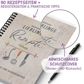 KuschelICH KuschelICH Rezeptbuch zum Selberschreiben - Lieblingsrezepte DIN A5 mit Inhaltsverzeichnis & Schutzcover