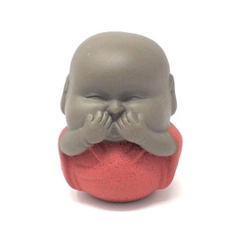 SIGMALL Buddha Statue Monk Figurine, Set of 3 Buddhist Monk Statue, Ceramic Cute Wise Monks, Hear See Speak No Evil Statues, Wealth Lucky Figurine Car Home Desk Shelf Decor Collectible Art