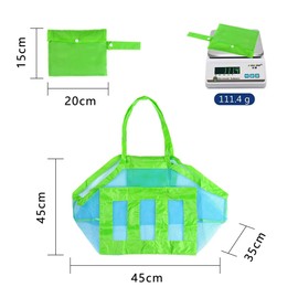 Beach Bag Beach Toy Bag Large Pack of 2 Portable Bag Sand Toy Reusable Summer Beach Bag Mesh Bag Blue Storage Bag for Children's Toys Family Holiday