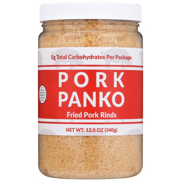 Pork Panko - 0 Carb Pork Rind Bread Crumbs - Keto and Paleo Friendly, Naturally Gluten-Free and Carb-Free (12oz Jar) Pork Rinds for Perfect Keto Diet Pizza Crust, Low Carb Flour Tortillas