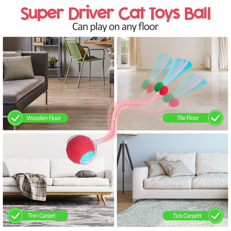 PLITTPETTS Interactive Cat Toys Ball for Indoor Cats, Automatic Moving