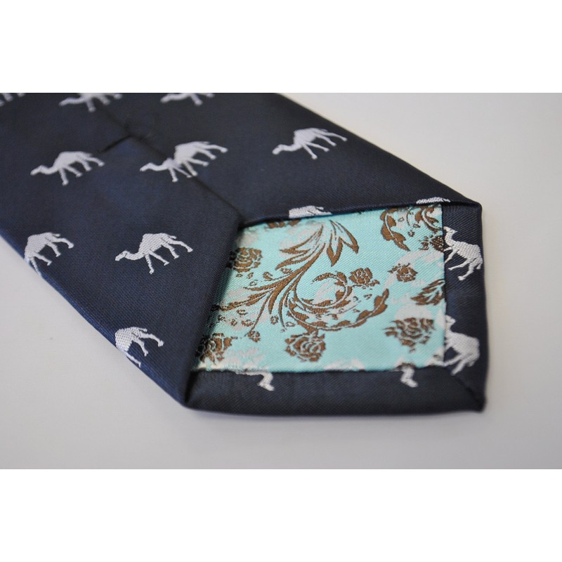 Frederick Thomas navy blue tie with camel design