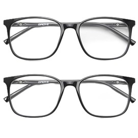 Gaoye Blue Light Blocking Glasses 2 pack Women/Men, Computer Gaming Fake Eyeglasses Anti UV Ray-Spring Hinge (Black)