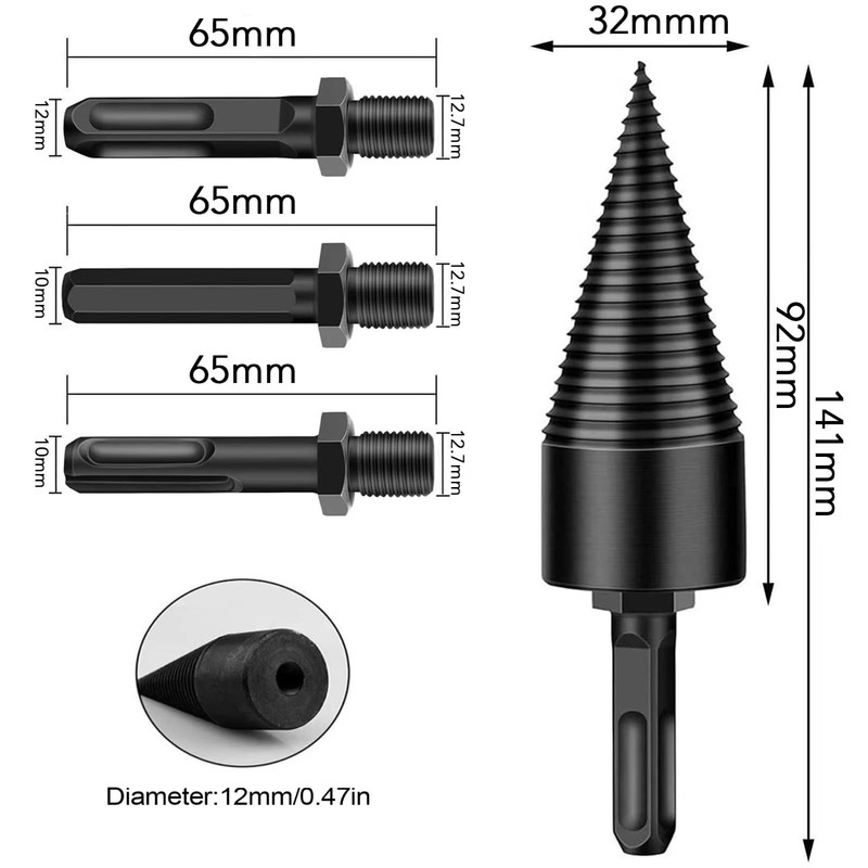 Drill Cone Wood Splitter 32 mm, Wood Splitter Screw Cone,