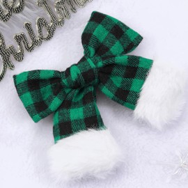 Christmas Plaid Hair Bow Clip -2pcs Festive Green Hair Clips for Girls Cute Bow Clip for Christmas Xmas Alligator Clip-green