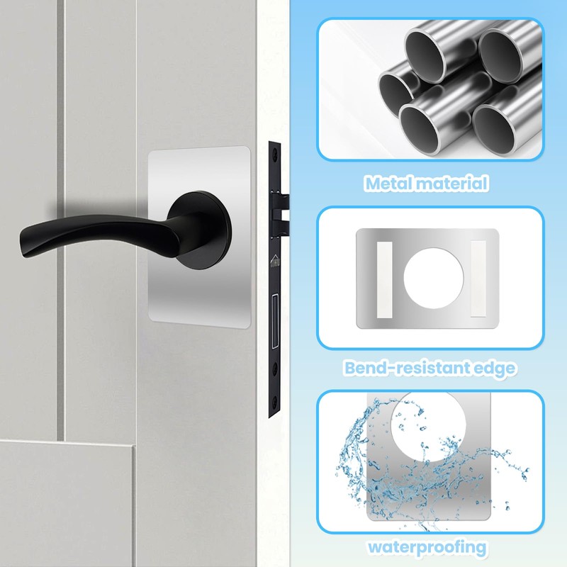 6 PCS Door Reinforcement Plate, Adhesive Door Handle Fixing Cover,