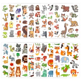 Animal Temporary Tattoos for Kids, 239pcs Cute Animals Face Tattoos Body Stickers Decorations, Lion Tiger Panda Fake Tattoo Stickers for Kids Adults Goody Bag Stuffers Birthday Party Favors Supplies
