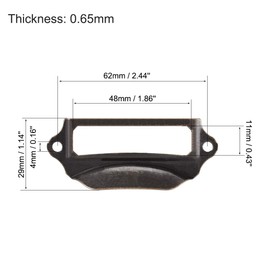 sourcing map Label Holder Pull Handles, Vintage Iron Label Frame Drawer Knobs for Cabinet Cupboard, Red Bronze Tone 69x29mm Pack of 10 w Screws