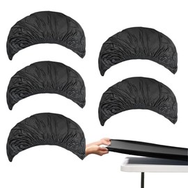 KRISMYA 6 Pack Fitted Tablecloth for 6 Foot Tables, Black Elastic Cover Rectangle Stretch Table Covers for Folding Tables Camping Dining Room Kitchen Wedding Party