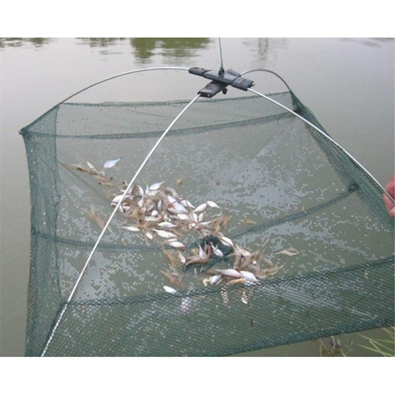 ODETOJOY 6060cm Foldable Fishing Net Shrimp Crab Trap Nylon Fishing