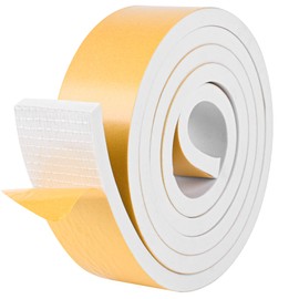 Kikerike Self Adhesive Foam Tape Weatherstrip 2in x 3/8in x 6.5Ft High Density Foam Insulation Strips Seal Weather Stripping with Strong Adhesive for Door and Window Sound Isolation Soundproofing
