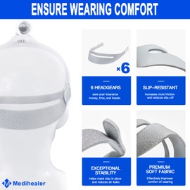 6 Packs Headgears for DreamWear(Original Version) - 6 Packs Headgear Straps to Well Reduce Strap Slip-Off and Great Comfort & Softness, Great Value Kit Long Term Supplies by Medihealer.