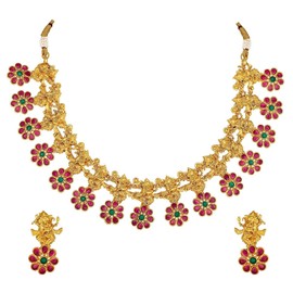 Aheli Indian Collar tradicional pendientes boda joyería de moda étnica para mujeres