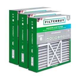 Filterbuy 16x20x5 Air Filter MERV 8 Essential Dust & Allergy Defense (3-Pack), Pleated HVAC AC Furnace Filters for Honeywell FC100A1003, Lennox X0592, and More (Actual Size: 15.75 x 19.75 x 4.38)