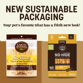 Earth Animal No Hide Stix - Long Lasting Rawhide Free Small Dog Chews Sticks, Peanut Butter - 40 Count Extra Value Pack