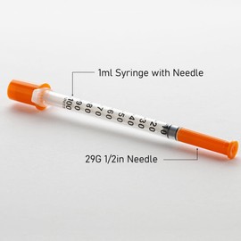 29 gauge 1cc 1/2 in(13mm) syringes with Needle,Pack of 50