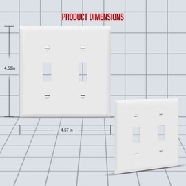 ENERLITES - FBA_8812-W-10PCS Toggle Light Switch Wall Plate, Size 2-Gang 4.50" x 4.57", Unbreakable Polycarbonate Thermoplastic, 8812-W-10PCS, White (10 Pack)