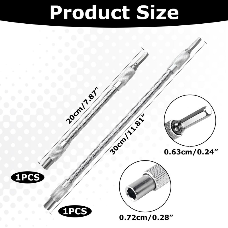 Pack of 2 bit extensions, flexible shaft, bit extension, bit