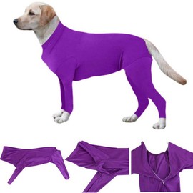 Surgical Recovery Suit for Dogs, Dog Anti-Licking Elastic Tights Bodysuit, Preventing Full Body for Shedding, Allergy, Wound Protection, E Collar Alternative (L, Purple)